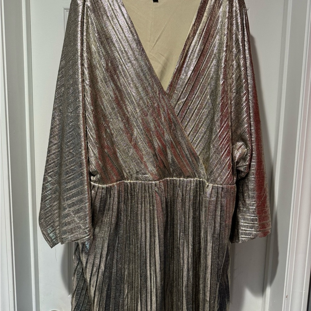 Gold sparkler dress with accordion pleat detail